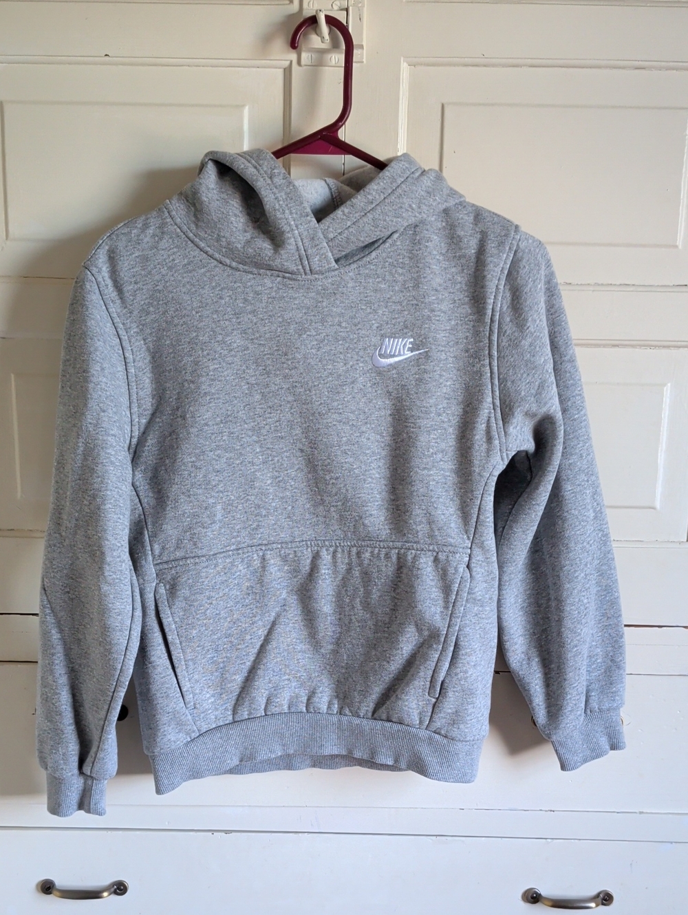 Nike Grey Kids Hooded Sweatshirt with White Logo